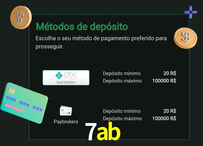 O cassino 7ab oferece uma grande variedade de métodos de pagamento